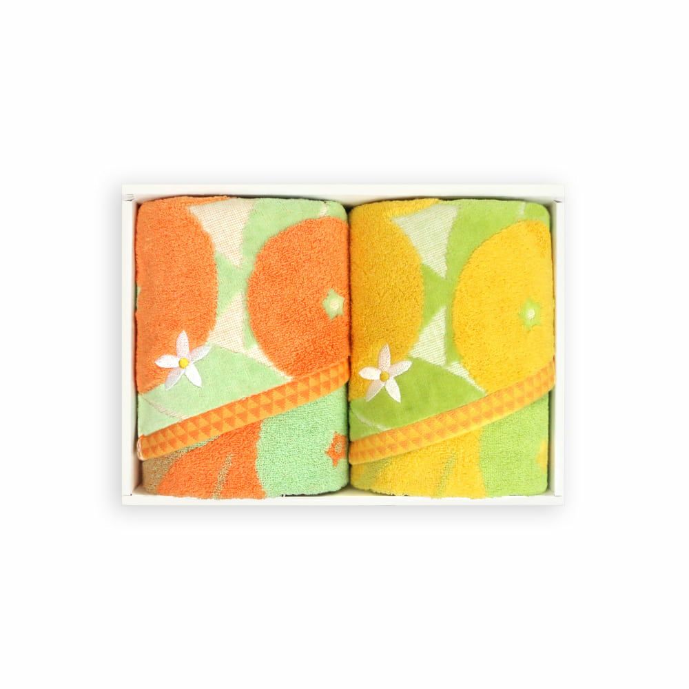 『iyokan-イヨカン』フェイスタオル(OR・YE)2枚組ギフトセット【M箱】