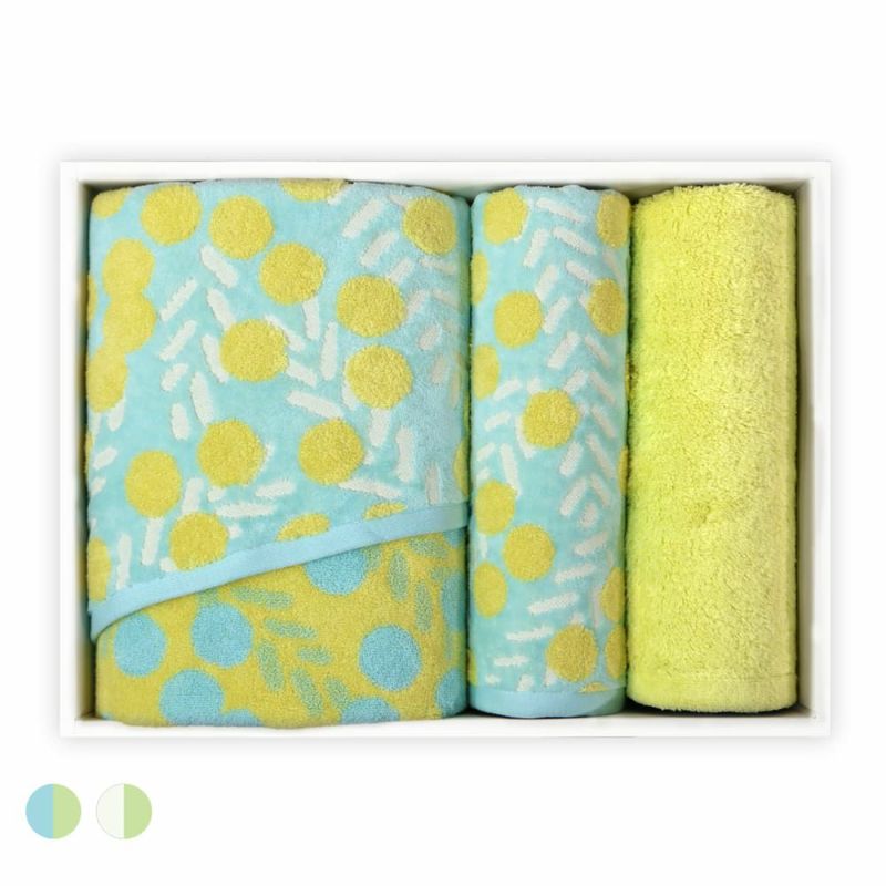 『mimosa-ミモザ』バスタオル・フェイスタオル『IORINO/ふわふわ』(ライム)フェイスタオル 3枚組ギフトセット【XL箱】