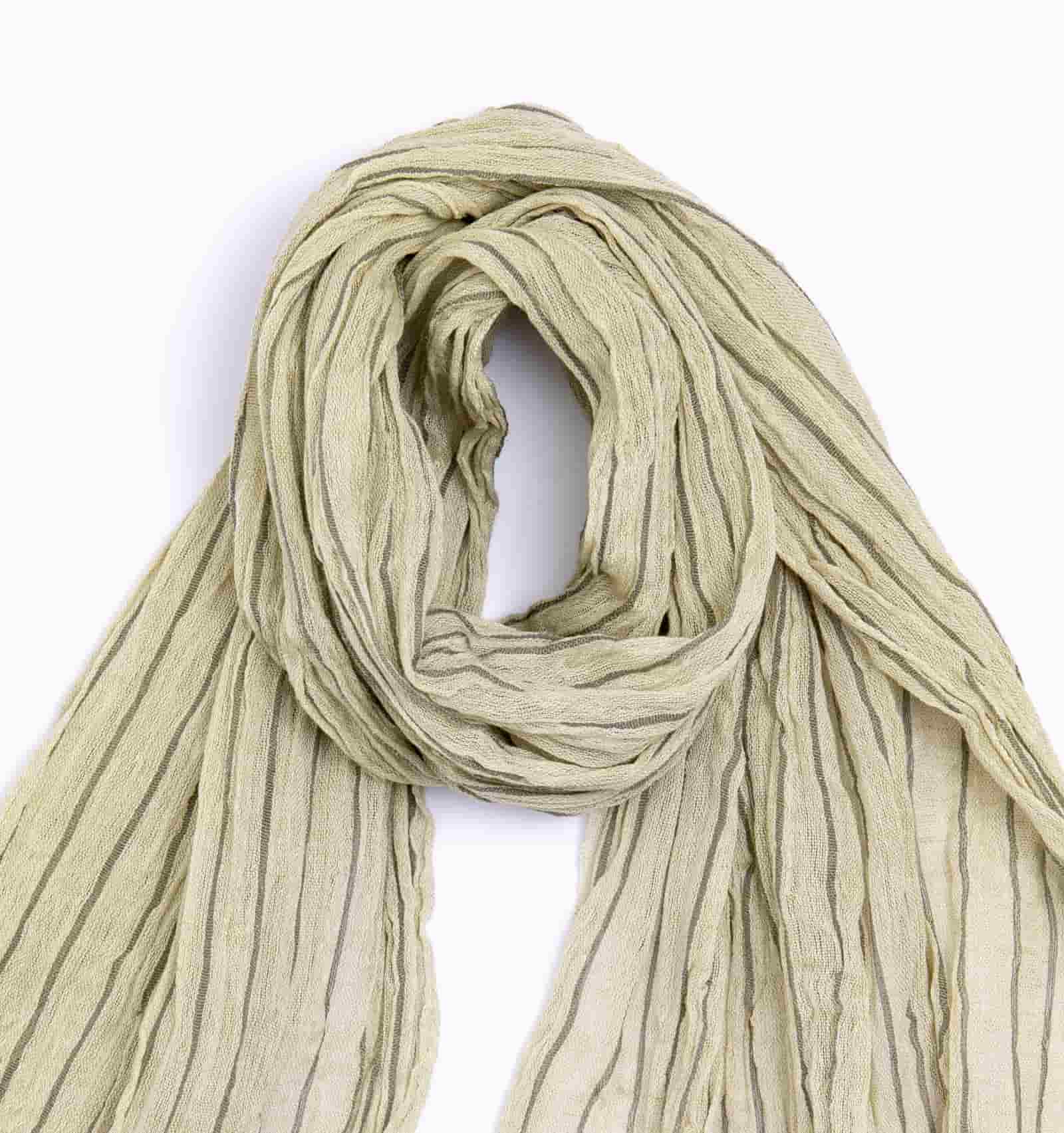 『KUSHU リネンコットンてぬぐいスカーフ』 オリーブ6