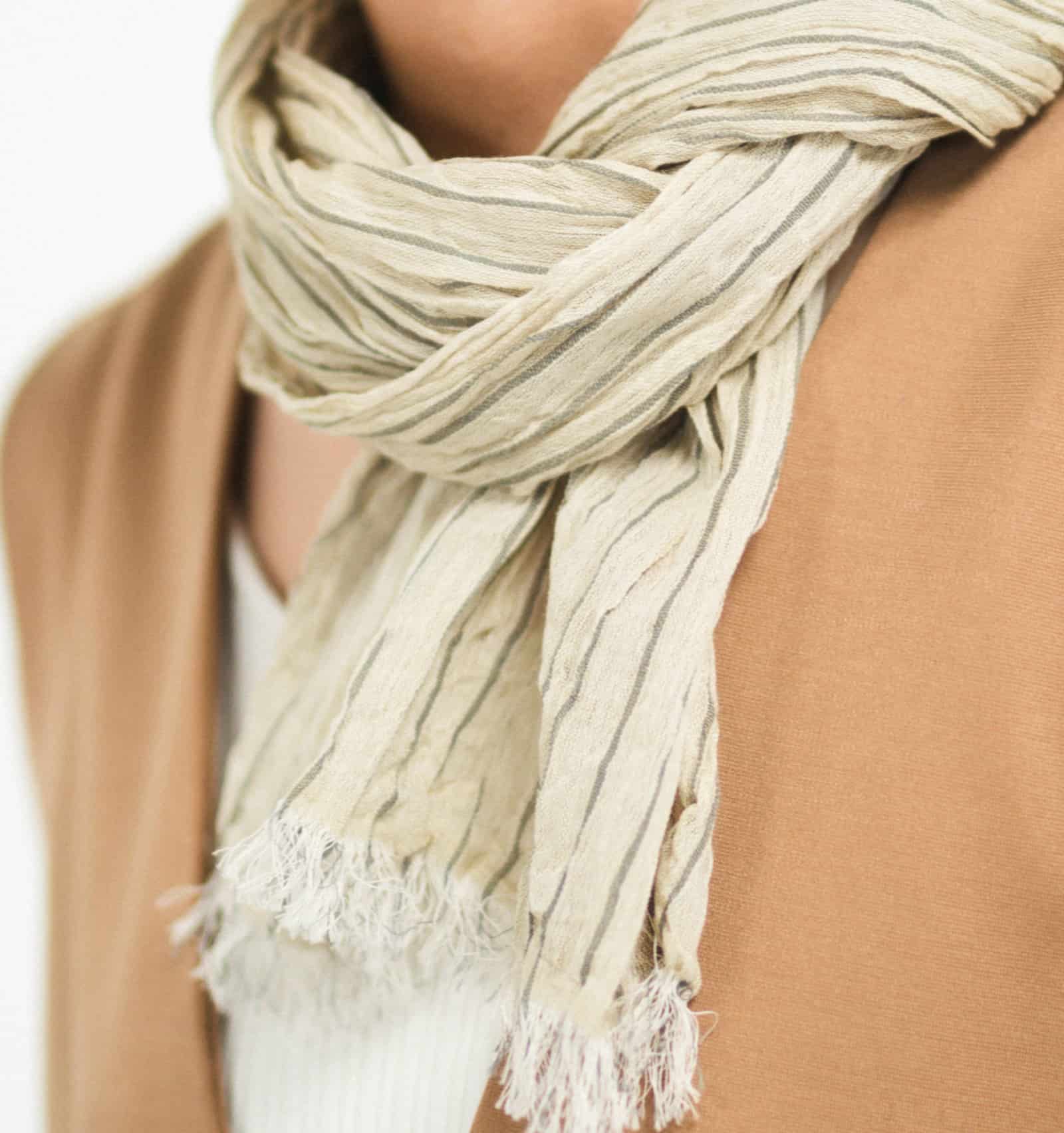 『KUSHU リネンコットンてぬぐいスカーフ』 オリーブ4