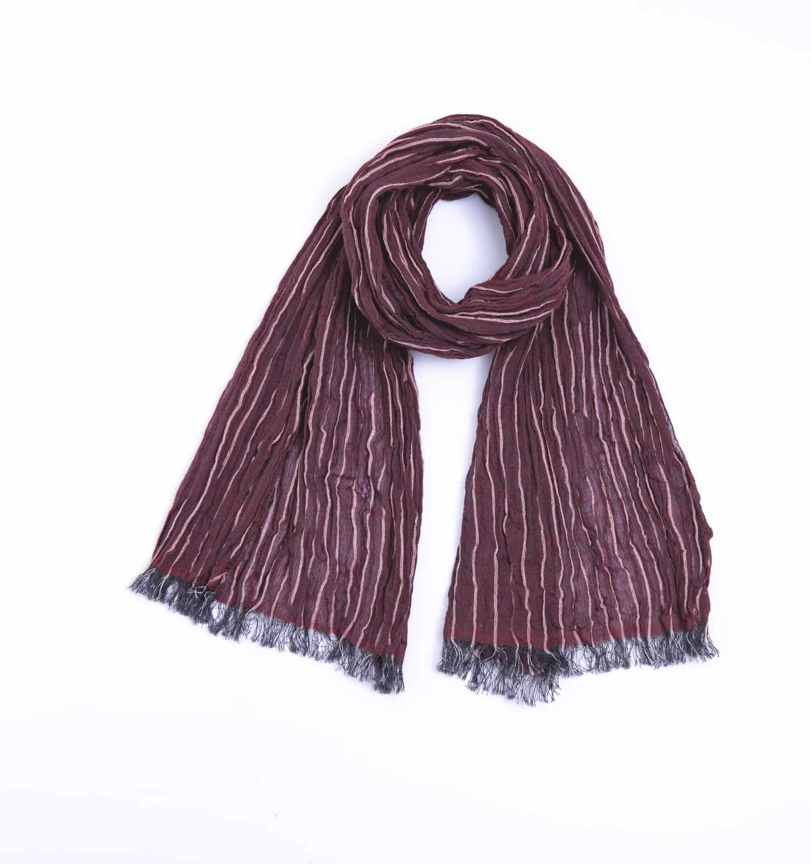 『KUSHU リネンコットンてぬぐいスカーフ』 ワインレッド2