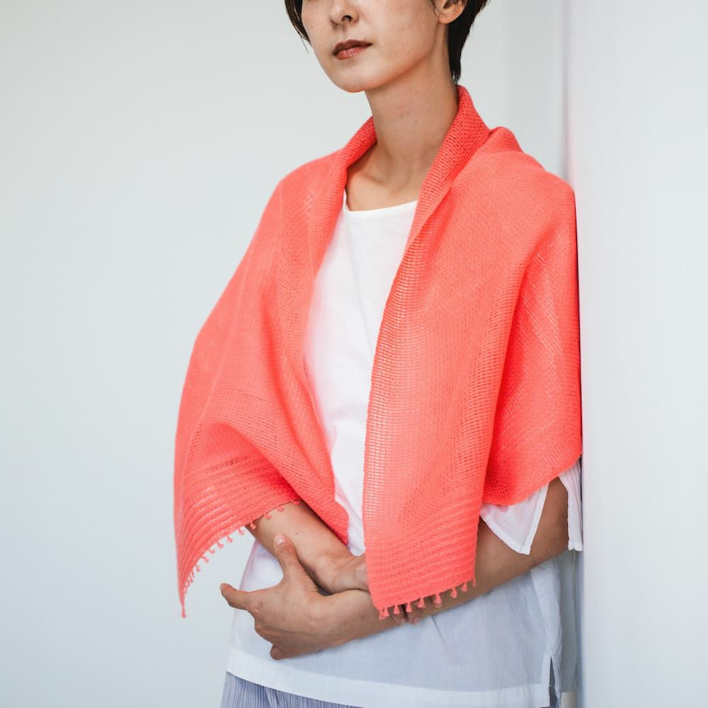 MOJIRI ドライコットン ショートマフラー』コーラル | 今治タオル