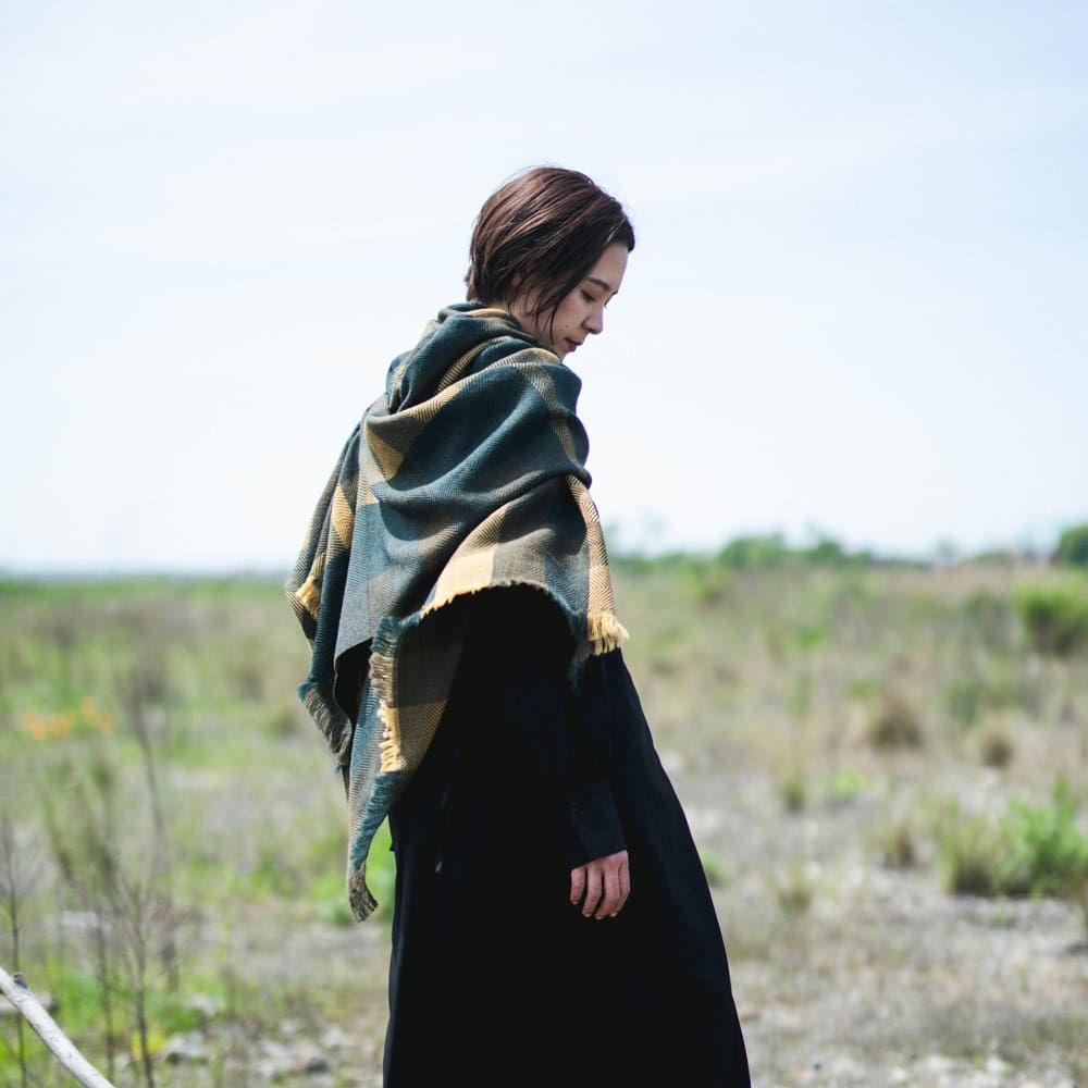 AYA ウールショール モザイクパネル』オリーブ | 今治タオル取り扱い